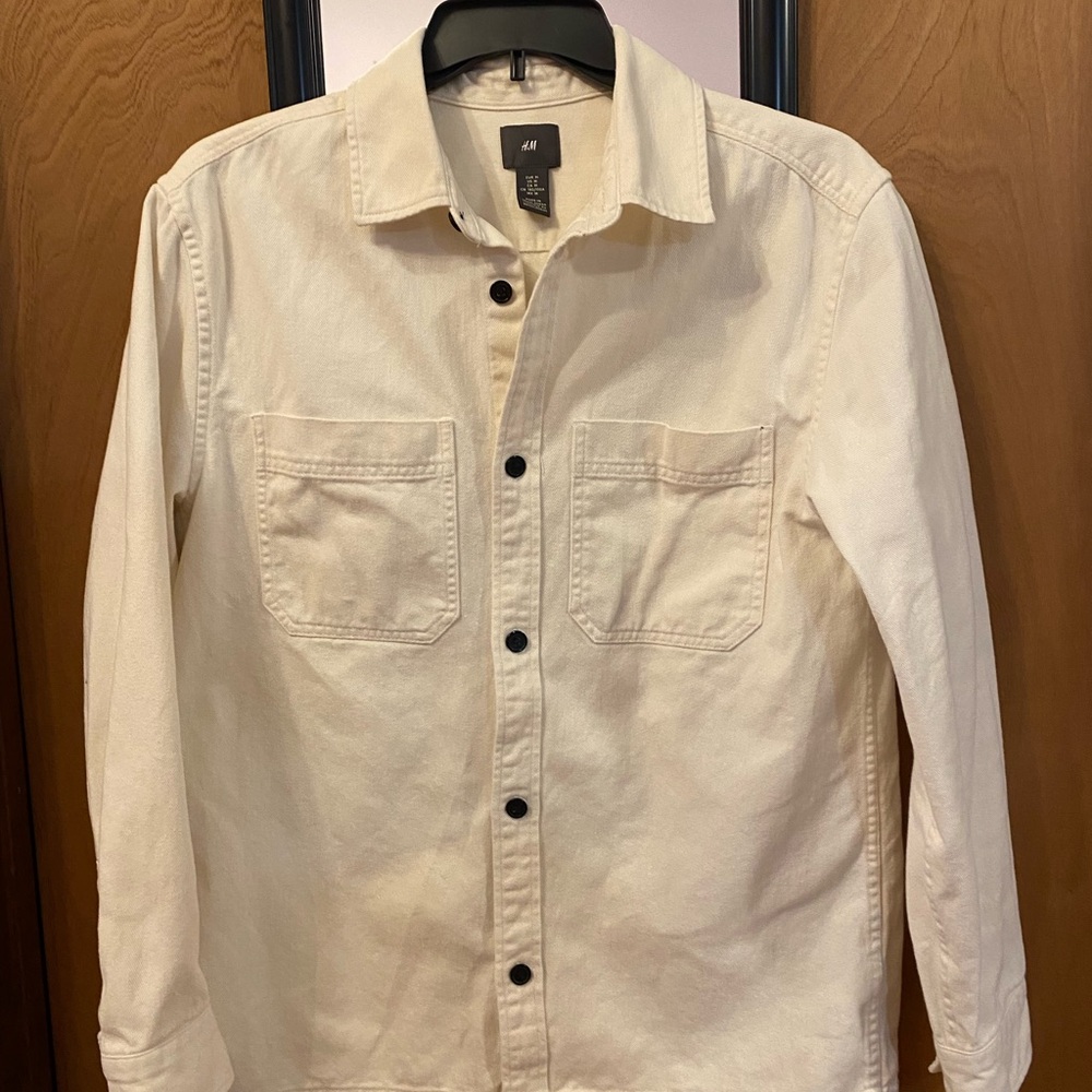 H&M Men's White Shirt Jacket